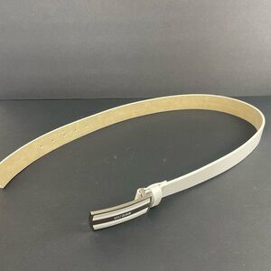 Guess Men's White Belt with Black Buckle